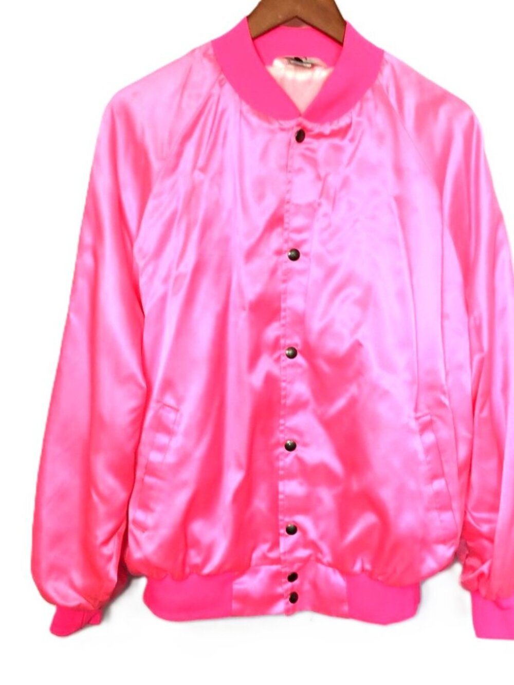 Bomber 50's Style Pink Satin Poodle Jacket  Mac's Diner Vtg 2XL